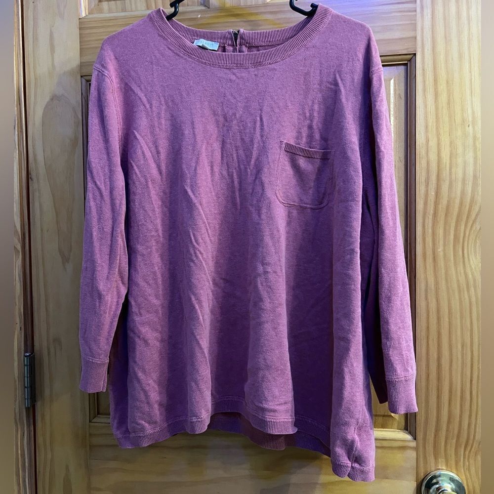 Talbots size 3x mauve lightweight sweater with zipper at back